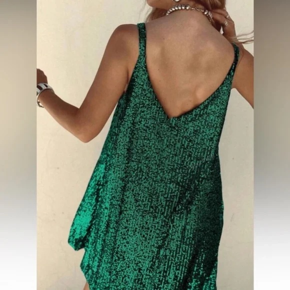 Luxe Hot Pink Sequin Tank party Evening Holiday Mini dress - Picture 3 of 14